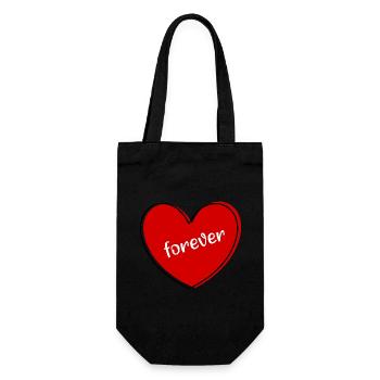 rotes Herz rot Geschenk Valentinstag - Geschenkbeutel für Flaschen - Schwarz - Vorne