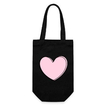 rosarotes Herz Herz rosa Geschenk Valentinstag - Geschenkbeutel für Flaschen - Schwarz - Vorne