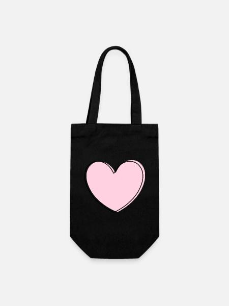 rosarotes Herz Herz rosa Geschenk Valentinstag - Geschenkbeutel für Flaschen - Schwarz