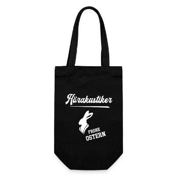 Hörakustiker Frohe Ostern Oster Outfit Hörakustik - Geschenkbeutel für Flaschen - Schwarz - Vorne
