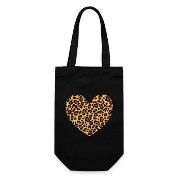 Cadeau Léopard Motif Coeur - Sac à bouteille - noir - Devant