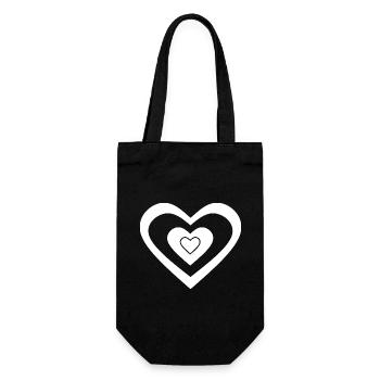 Coeur blanc Saint-Valentin - Sac à bouteille - noir - Devant