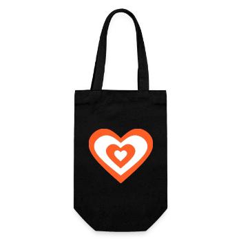 orange heart hearts gift valentine's day couples - Gift Bag for Bottles - black - Front