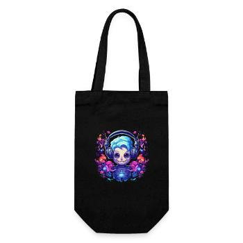 Synthwave Robot Girl Design - Gift Bag for Bottles - black - Front