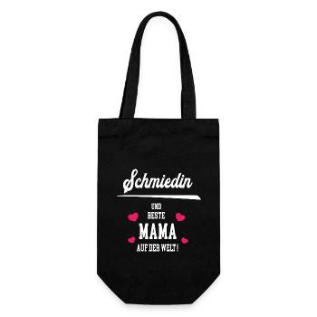 Schmiedin Beste Mama Muttertag Geburtstag Schmiede - Geschenkbeutel für Flaschen - Schwarz - Vorne