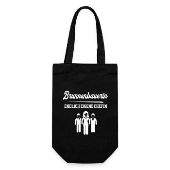 Brunnenbauerin Endlich Chefin Brunnenbau Meisterin - Geschenkbeutel für Flaschen - Schwarz - Vorne