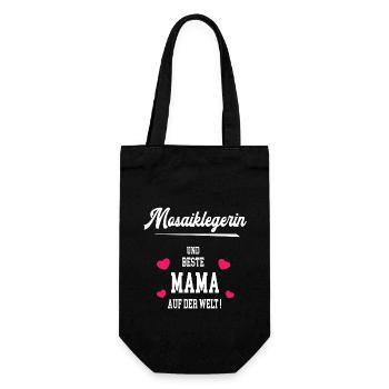 Mosaiklegerin Beste Mama Muttertag Geburtstag - Geschenkbeutel für Flaschen - Schwarz - Vorne