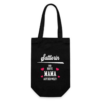 Sattlerin Beste Mama Muttertag Geburtstag Sattler - Geschenkbeutel für Flaschen - Schwarz - Vorne