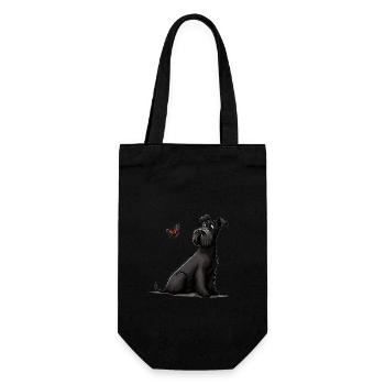Riesenschnauzer / Schnauzer Hunde Design Geschenk - Geschenkbeutel für Flaschen - Schwarz - Vorne