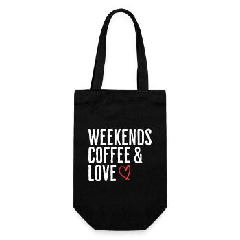 Kaffee & Liebe Wochenende Humor Romantisches Wochenende - Geschenkbeutel für Flaschen - Schwarz - Vorne