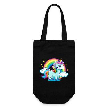 Süßes Regenbogen-Einhorn - Geschenkbeutel für Flaschen - Schwarz - Vorne