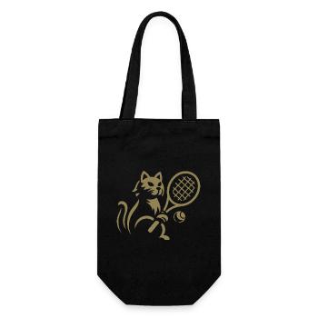 Minimalist silhouette cat tennis player - Gift Bag for Bottles - black - Front