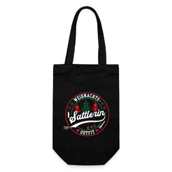 Sattlerin Weihnachten Sattlerei XMAS Outfit - Geschenkbeutel für Flaschen - Schwarz - Vorne