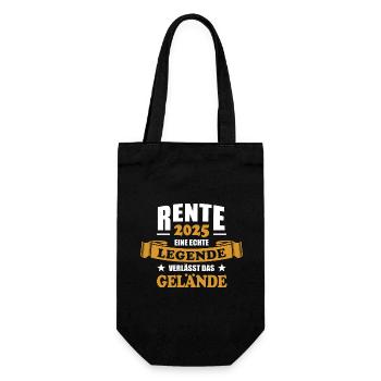 Rente 2025 Eine echte Legende verlässt das Gelände - Geschenkbeutel für Flaschen - Schwarz - Vorne