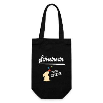 Schreinerin Ostern Geschenk Schreinerei Osterhase - Geschenkbeutel für Flaschen - Schwarz - Vorne
