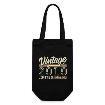 Legende seit 2010 Geboren 2010 Geburtstag 14 Jahre - Geschenkbeutel für Flaschen - Schwarz - Vorne