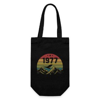 1977 Jahrgang Geburtstag 1977 Retro Geschenkidee - Geschenkbeutel für Flaschen - Schwarz - Vorne