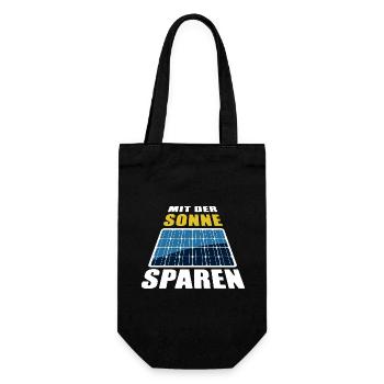 Mit der Sonne sparen - Photovoltaik - Geschenkbeutel für Flaschen - Schwarz - Vorne