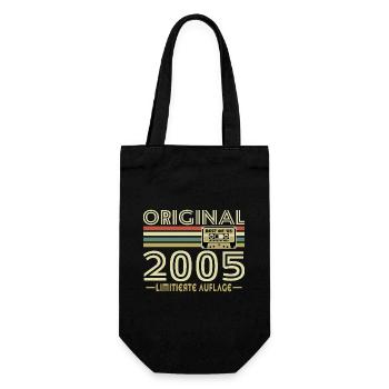 Original 2005 Jahrgang Vintage Geburtstag Retro - Geschenkbeutel für Flaschen - Schwarz - Vorne