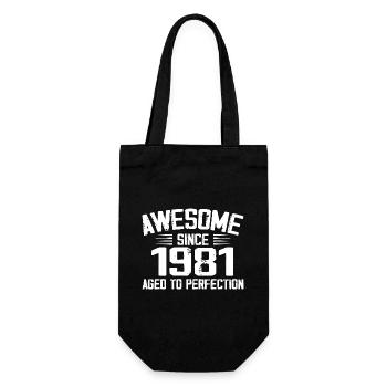 Jahrgang 1981 Geschenk zum 43. Geburtstag 1981 - Geschenkbeutel für Flaschen - Schwarz - Vorne