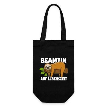 Faultier Beamtin auf Lebenszeit - Spruch - Geschenkbeutel für Flaschen - Schwarz - Vorne
