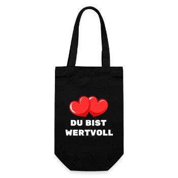 Du bist Wertvoll Herz Luftballon Liebe Zuneigung - Geschenkbeutel für Flaschen - Schwarz - Vorne