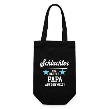 Schlachter Bester Papa Vatertag Geburtstag Metzger - Geschenkbeutel für Flaschen - Schwarz - Vorne