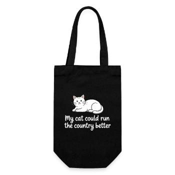 Meine Katze würde das Land besser regieren - Geschenkbeutel für Flaschen - Schwarz - Vorne