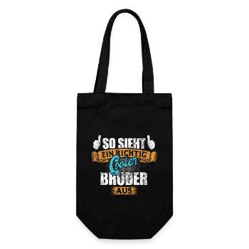 So sieht ein richtig cooler Bruder aus - Spruch - Geschenkbeutel für Flaschen - Schwarz - Vorne