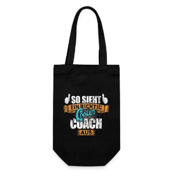 So sieht ein richtig cooler Coach aus - Spruch - Geschenkbeutel für Flaschen - Schwarz - Vorne