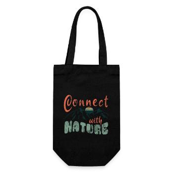 Connect with Nature - naturverbunden - Spruch - Gift Bag for Bottles - black - Front