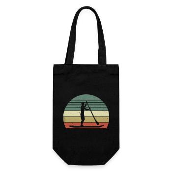 Retro-Paddelsurfen - Geschenkbeutel für Flaschen - Schwarz - Vorne