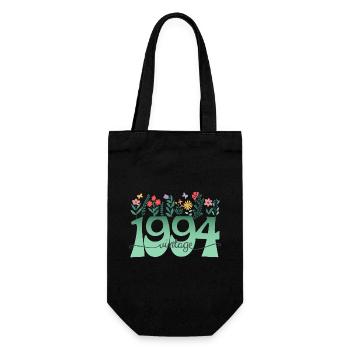 Motiv Blumen 1994 Geburtstagsfeier Frau 30 Jahre - Geschenkbeutel für Flaschen - Schwarz - Vorne