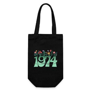 Motif Fleurs 1974 Fête Anniversaire Femme 50 Ans - Sac à bouteille - noir - Devant