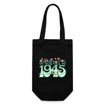 Motif Fleurs 1945 Fête Anniversaire Femme 80 Ans - Sac à bouteille - noir - Devant