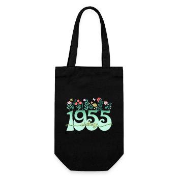 Blumenmuster 1955 Geburtstagsfeier Frau 70 Jahre - Geschenkbeutel für Flaschen - Schwarz - Vorne