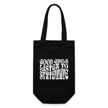 Mädchen hören Synthwave-Musik - Geschenkbeutel für Flaschen - Schwarz - Vorne