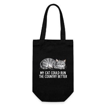 Meine Katze würde das Land besser regieren - Geschenkbeutel für Flaschen - Schwarz - Vorne