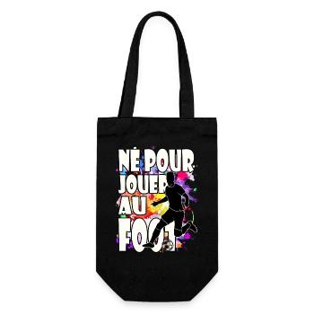 Né pour jouer au foot, cadeau humour fan de foot - Sac à bouteille - noir - Devant