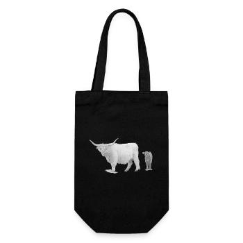Bovins écossais des Highlands avec veau - Sac à bouteille - noir - Devant