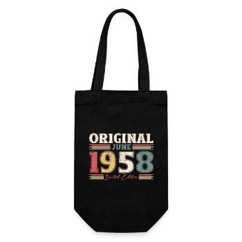 Original Juni 1958 Jahrgang 1958 Geburtstag 1958 - Geschenkbeutel für Flaschen - Schwarz - Vorne