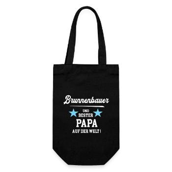 Brunnenbauer Bester Papa Vatertag Geburtstag - Geschenkbeutel für Flaschen - Schwarz - Vorne