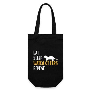Fischotter Spruch Eat Sleep Watch Otters Repeat - Geschenkbeutel für Flaschen - Schwarz - Vorne