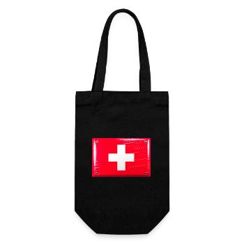 Switzerland Flag Flag Tin Sign Look - Gift Bag for Bottles - black - Front