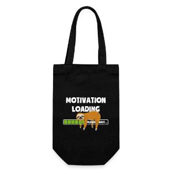 Faultier - Motivation wird geladen - bitte warten - Geschenkbeutel für Flaschen - Schwarz - Vorne