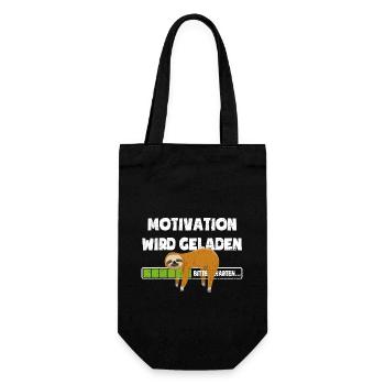 Faultier - Motivation wird geladen - bitte warten - Geschenkbeutel für Flaschen - Schwarz - Vorne
