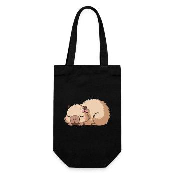 Süßes Capybara Rosa Schleife Capybara - Geschenkbeutel für Flaschen - Schwarz - Vorne