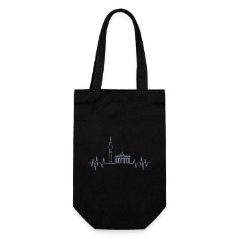 Berlin Herzschlag Design Fernsehturm und - Geschenkbeutel für Flaschen - Schwarz - Vorne