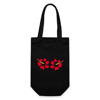 Blume rot rote Blumen rot rote Blumen Hibiskus - Geschenkbeutel für Flaschen - Schwarz - Vorne