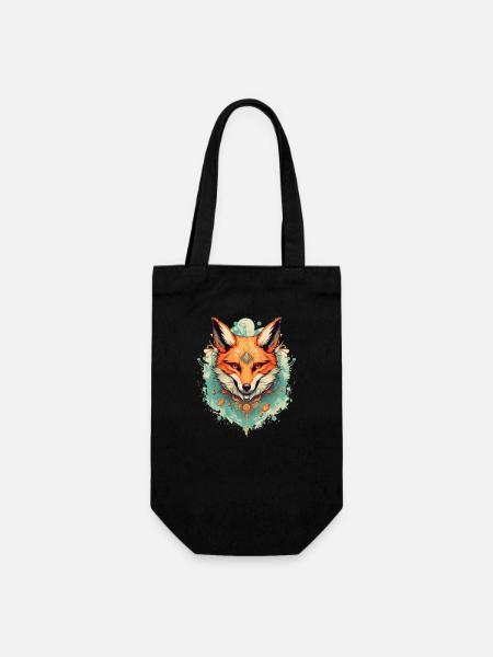 Fuchs - Geschenkbeutel für Flaschen - Schwarz